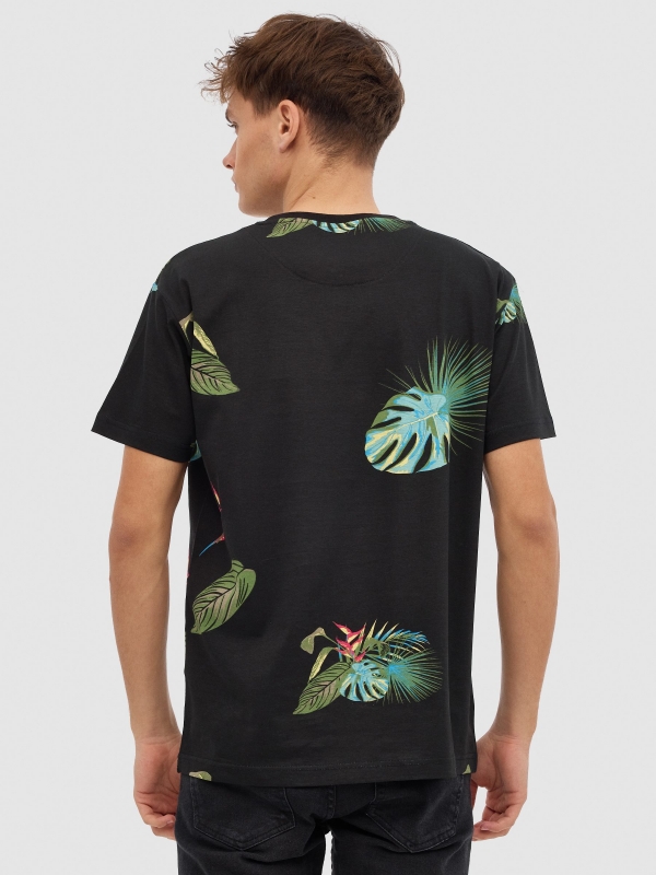 Camiseta Monstera negro vista media trasera