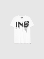 %Pto% T-shirt com spray INSIDE branco