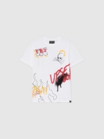 %Pto% T-shirt coração graffiti branco