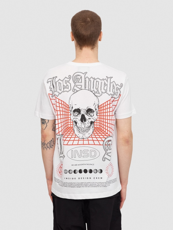 Camiseta calavera espalda blanco vista media trasera