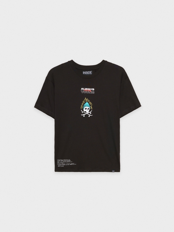  T-shirt caveira skater preto