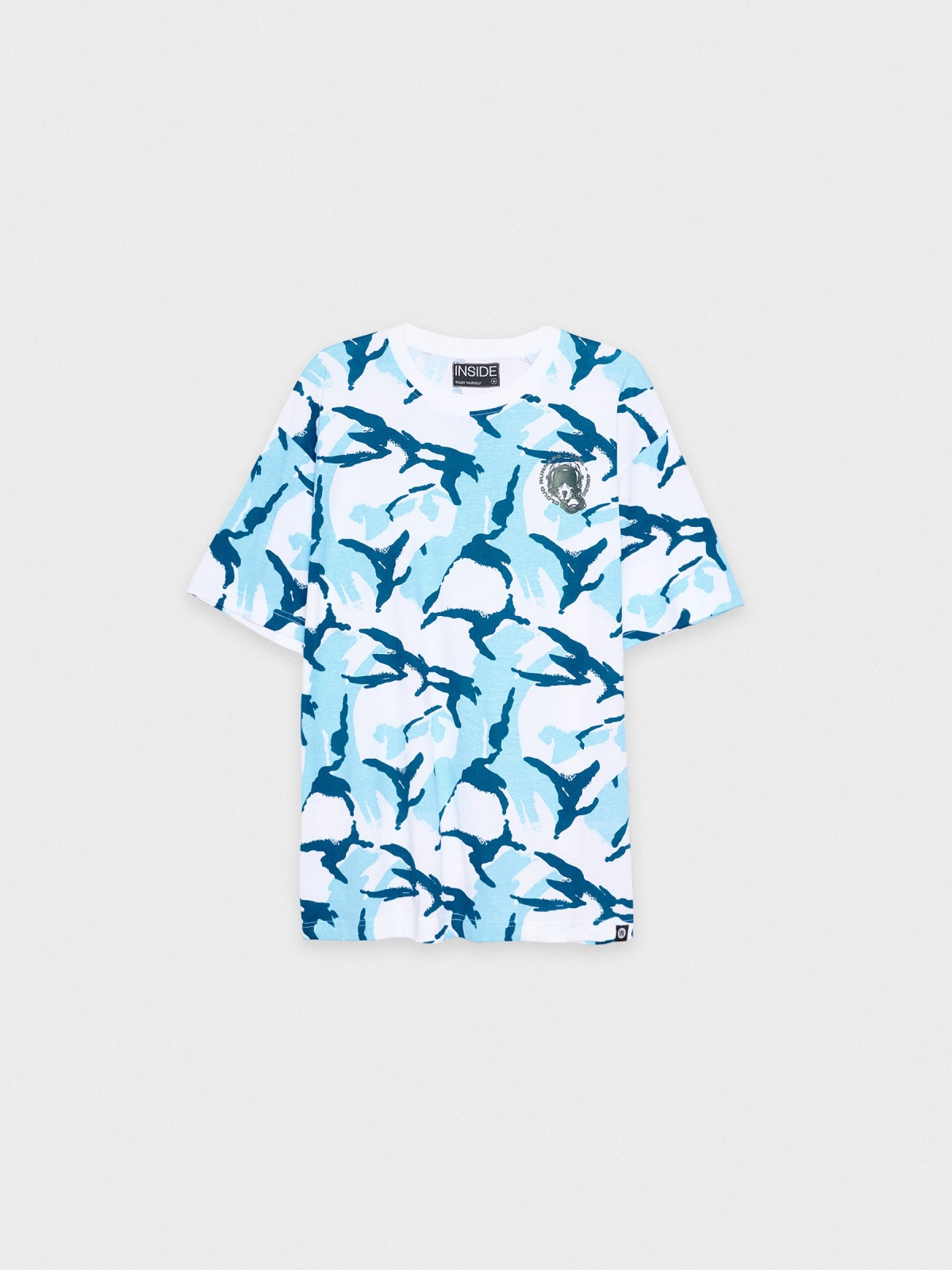  Blue camouflage T-shirt white