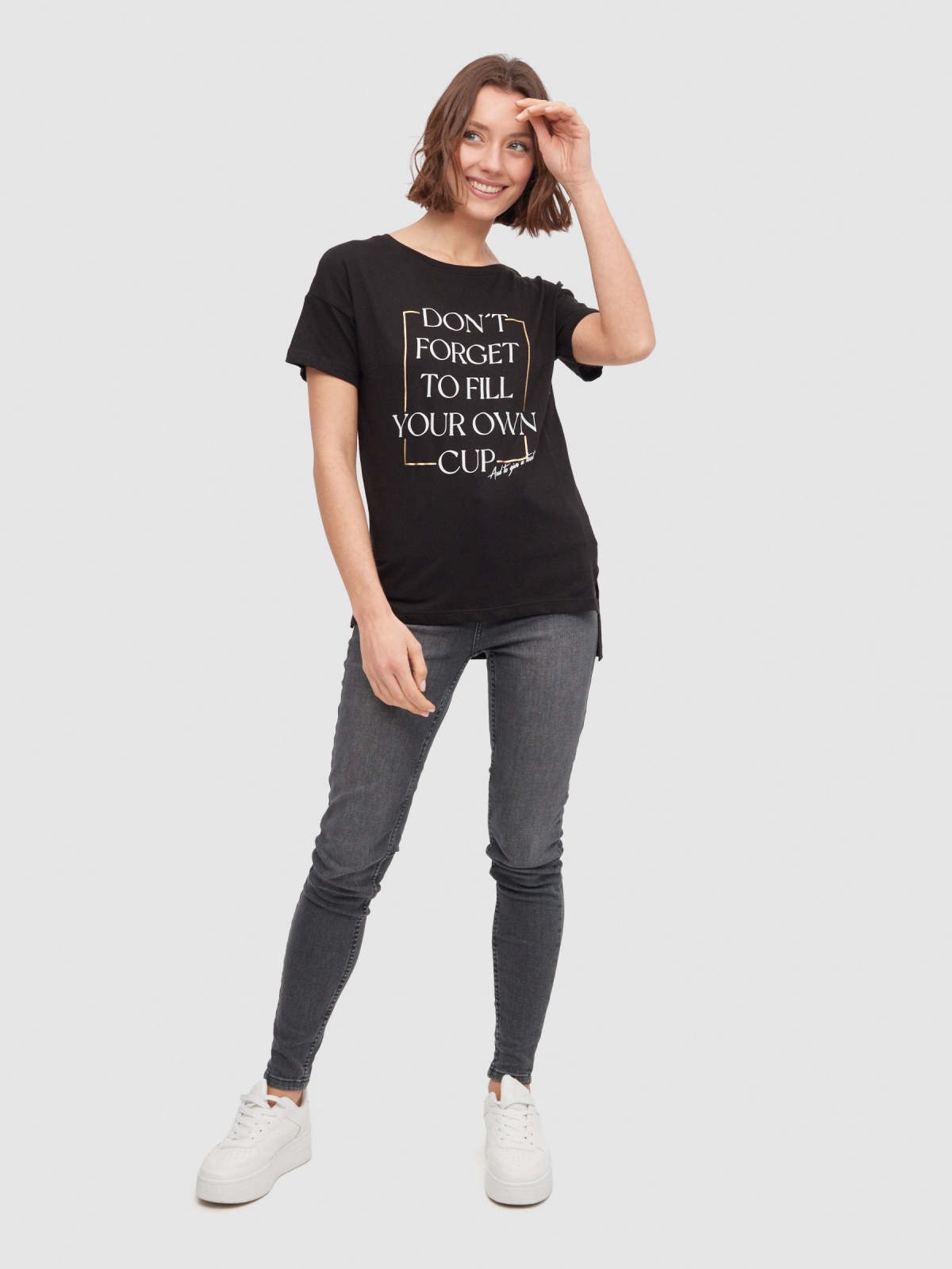 T-shirt Don´t Forget preto vista geral frontal