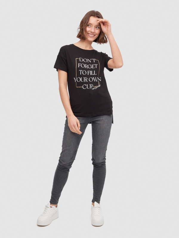 T-shirt Don´t Forget preto vista geral frontal