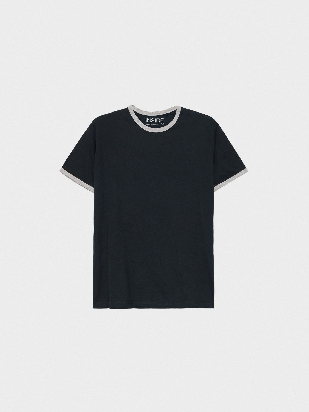  T-shirt básica com contrastes azul marinho