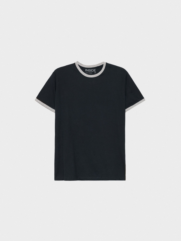  T-shirt básica com contrastes azul marinho