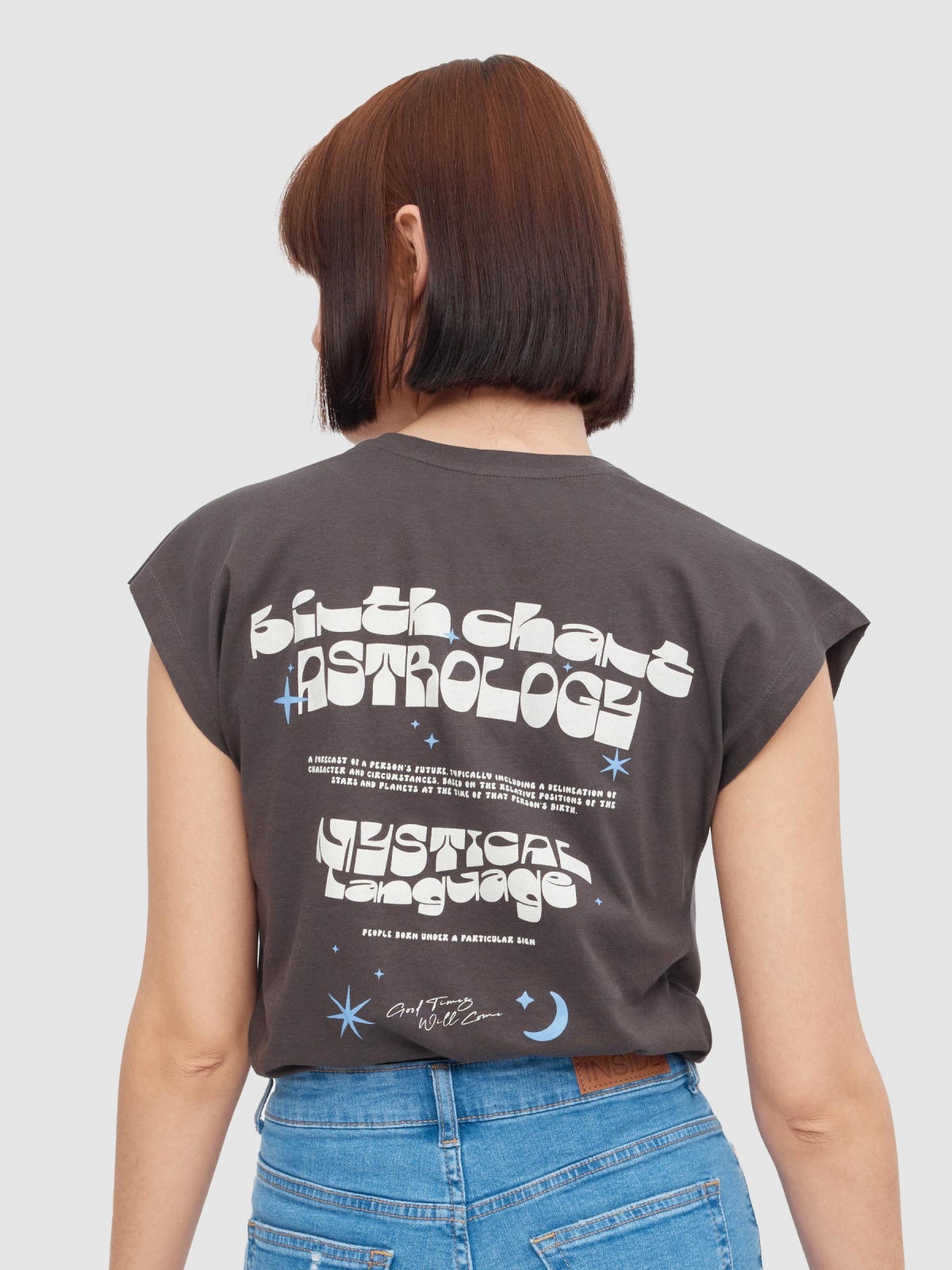 Mystical Language t-shirt dark grey middle back view