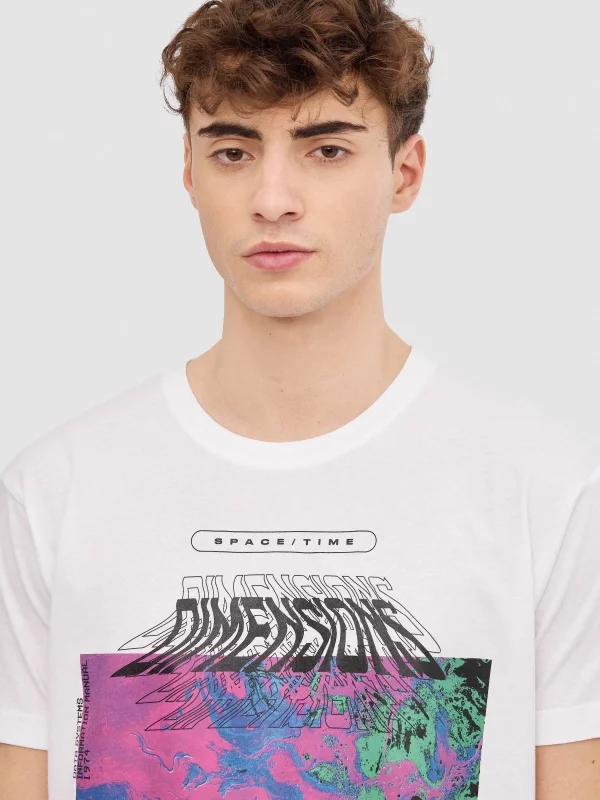 Camiseta Dimensions blanco vista detalle