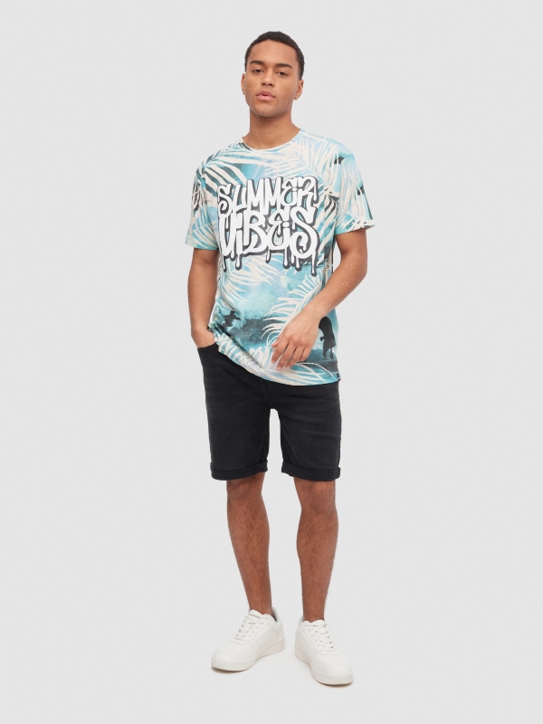 T-shirt Surf branco vista geral frontal