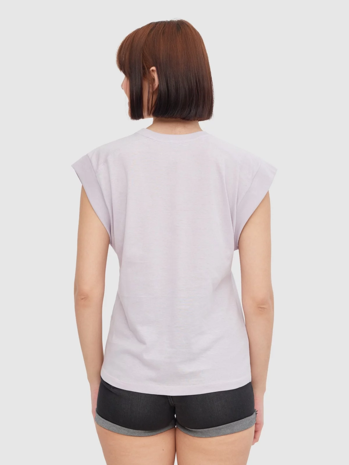 Camiseta sin mangas setas morado vista media trasera
