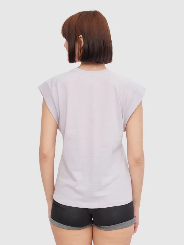 Camiseta sin mangas setas morado vista media trasera