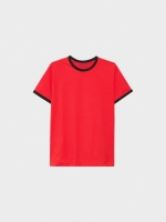 %Pto% T-shirt básica com contrastes vermelho