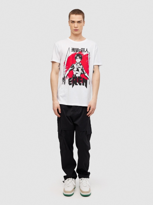 Camiseta Attack on Titan blanco vista general frontal