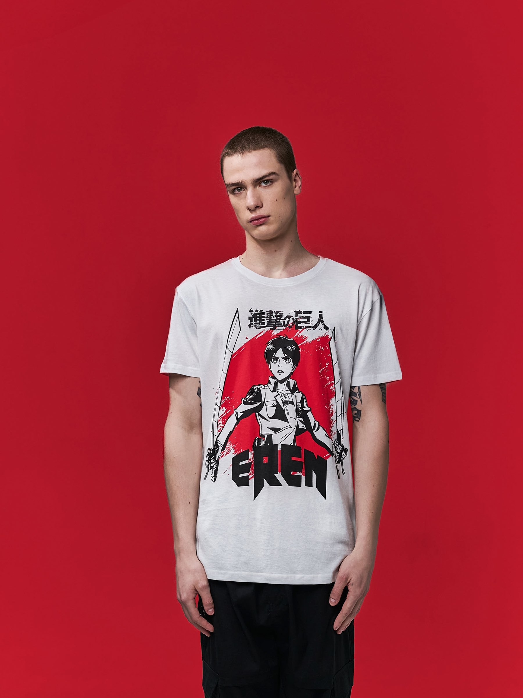 Attack on Titan t-shirt white middle front view