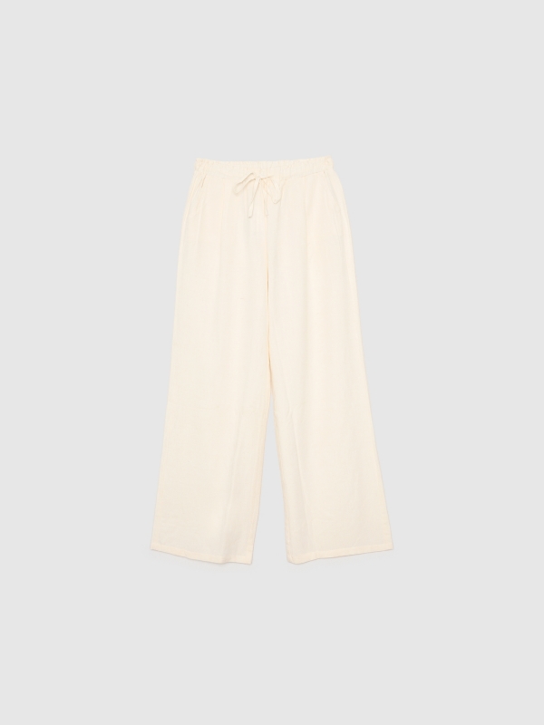  Wide-leg linen pants sand