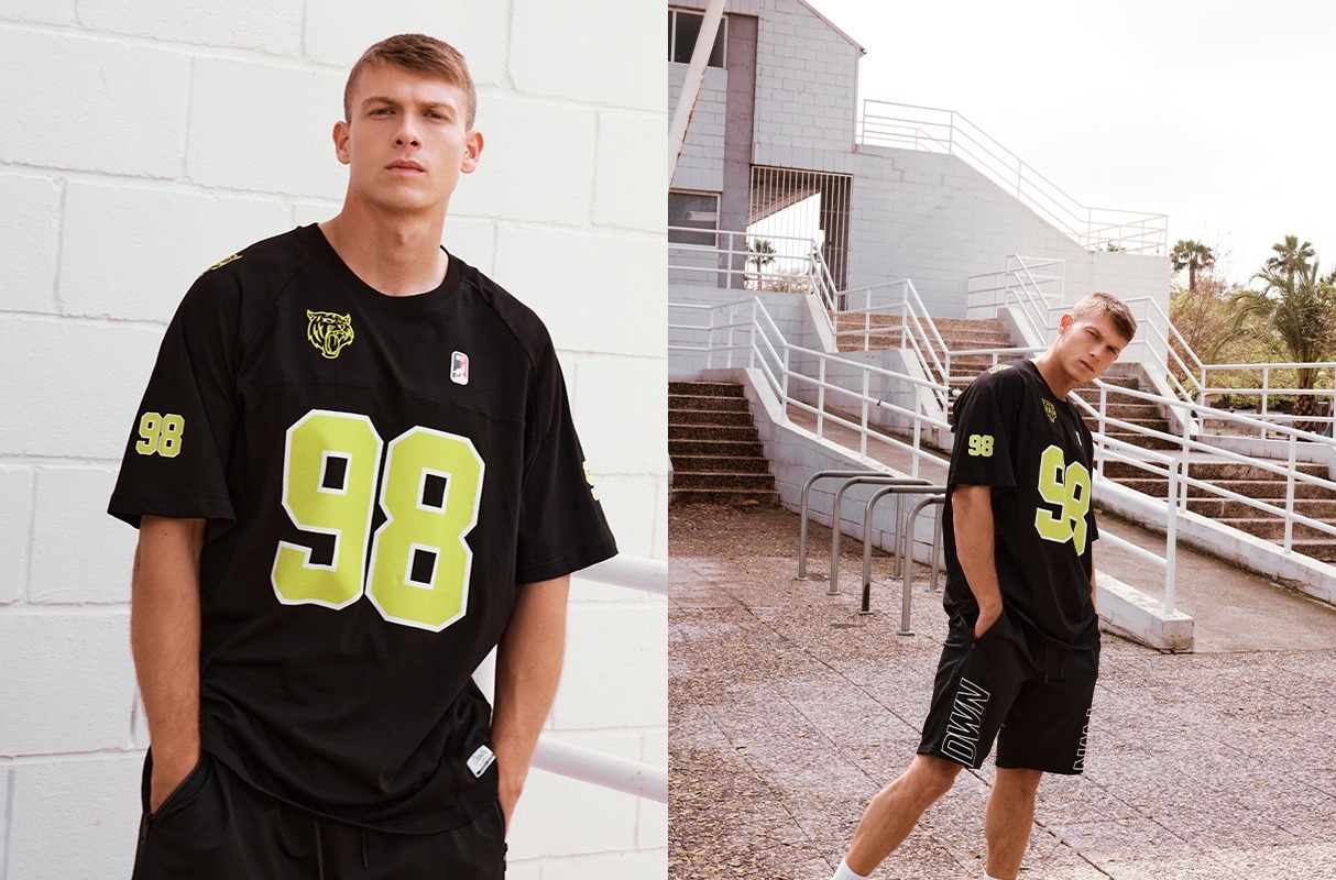 Sports number T-shirt black middle front view