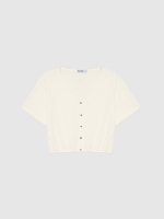 %Pto% 3/4 sleeve T-shirt with buttons off white