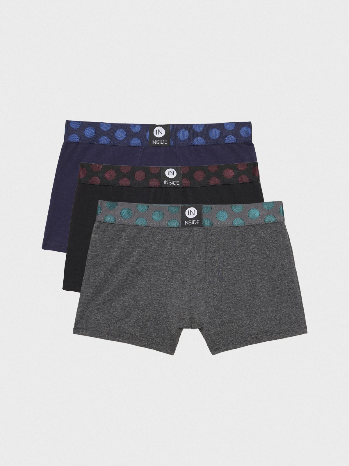 Cuecas boxer com cintura estampada 3 peças multicolorido