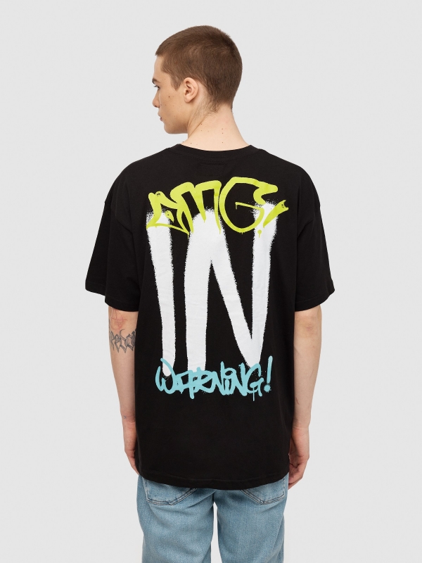 Graffiti logo t-shirt black middle back view