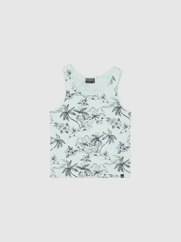  T-shirt tropical com bolso branco