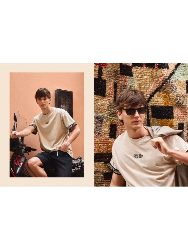  T-shirt with elastic cuffs taupe