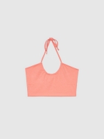 %Pto% Crop top anudado al cuello coral