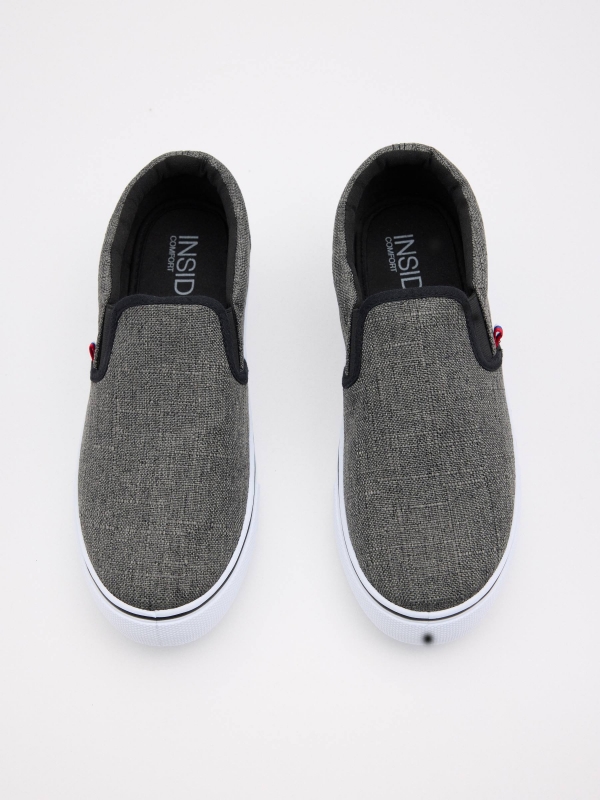 Elastics combined canvas shoe zenithal view