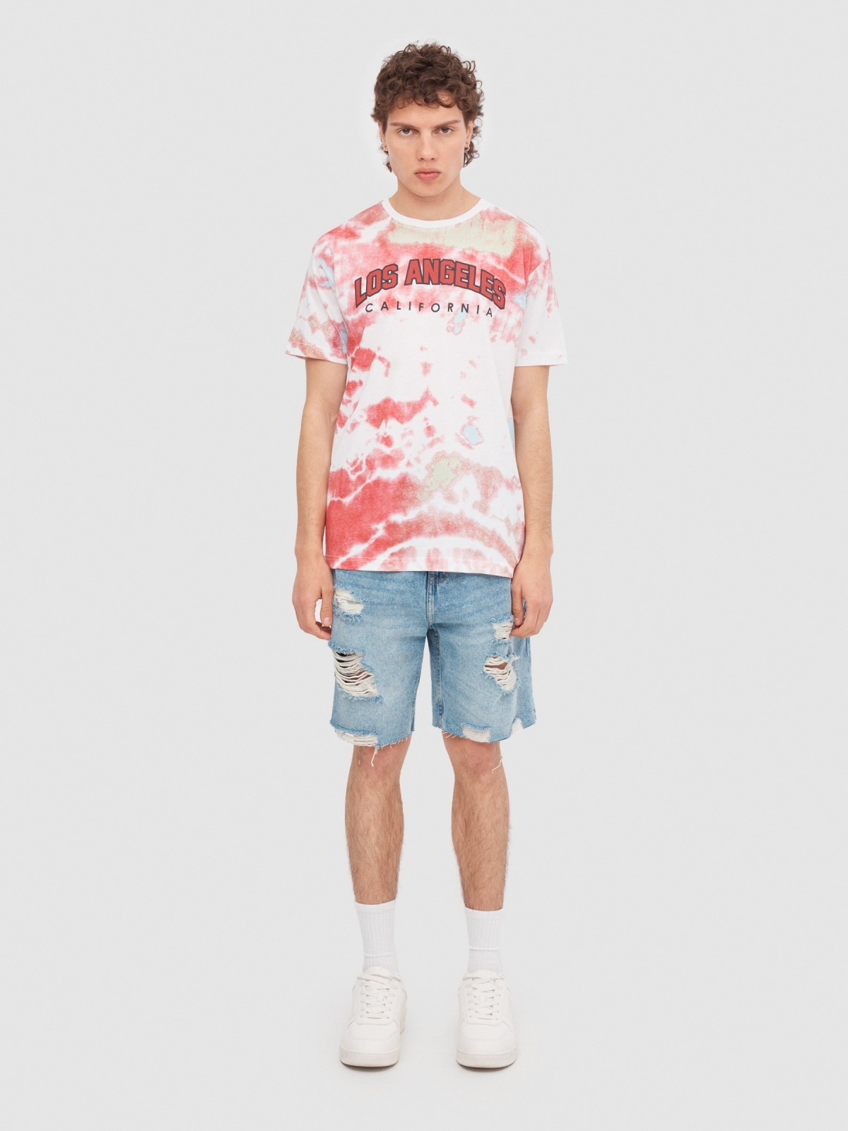 T-shirt tie dye branco vista geral frontal