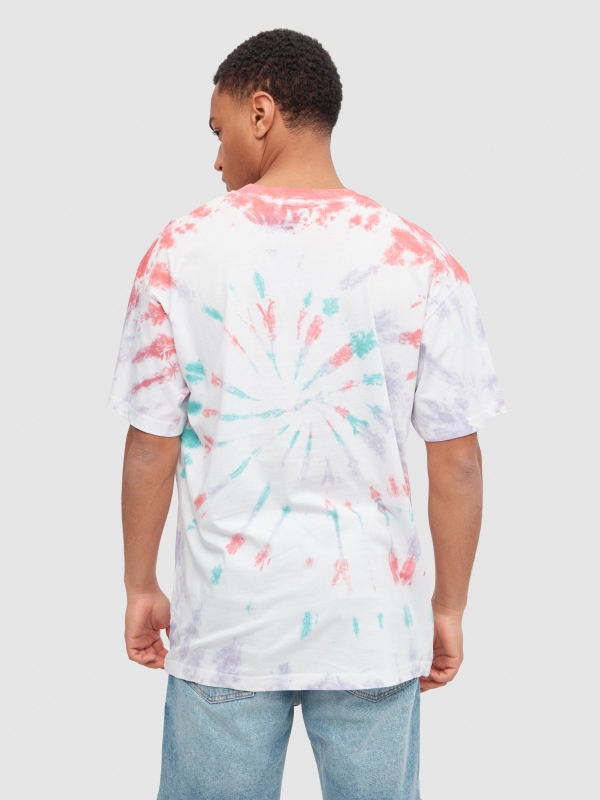 Camiseta tie dye multicolor blanco vista media trasera