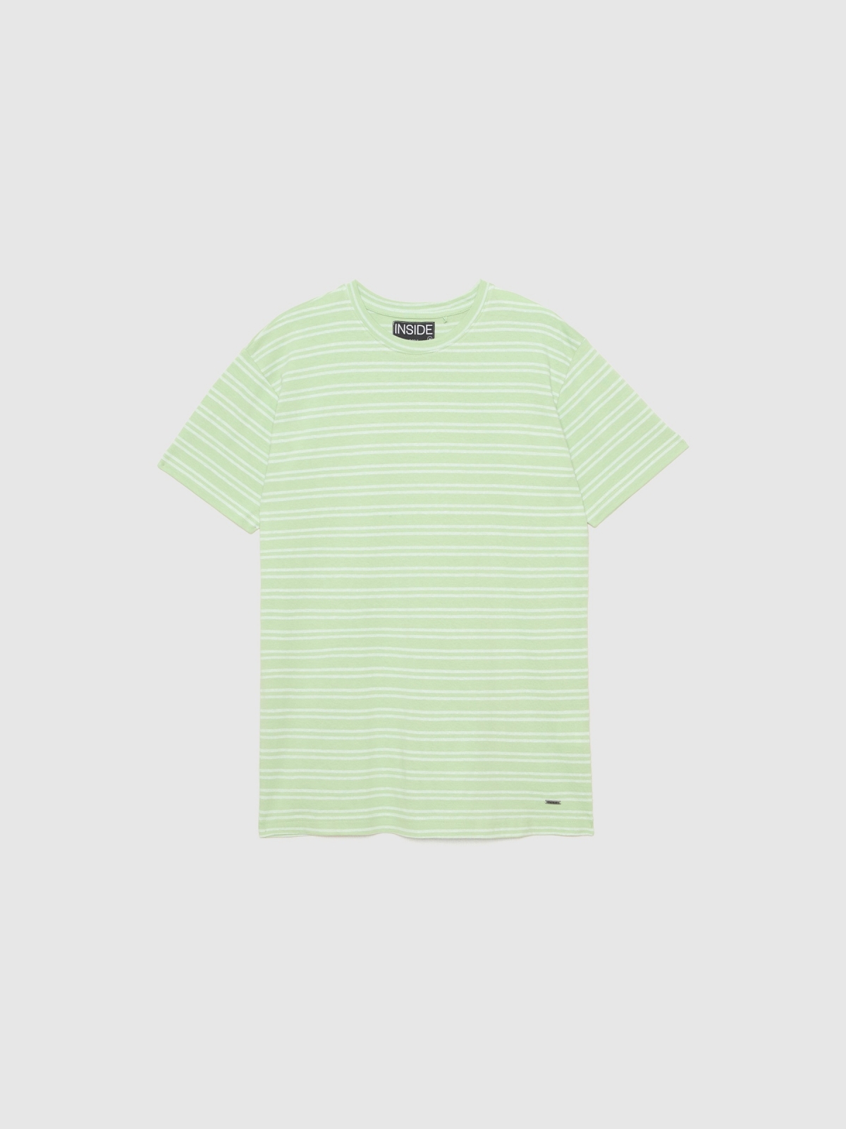  T-shirt às riscas texturada menta