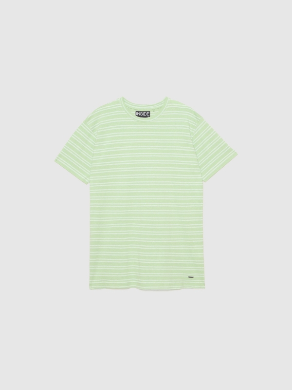  T-shirt às riscas texturada menta