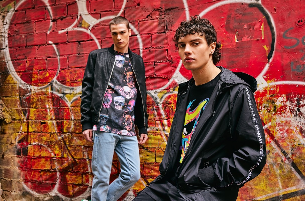 Open jacket with text black middle front view