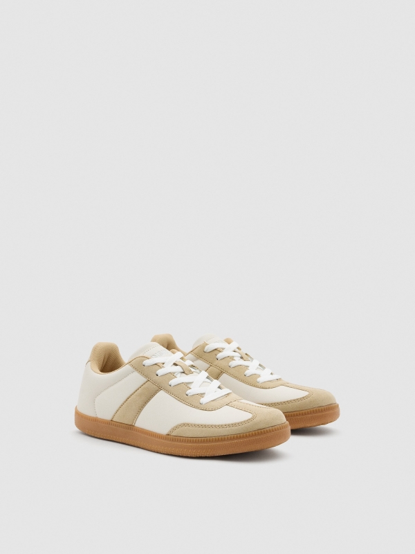 Combined retro sneakers white 45º front view