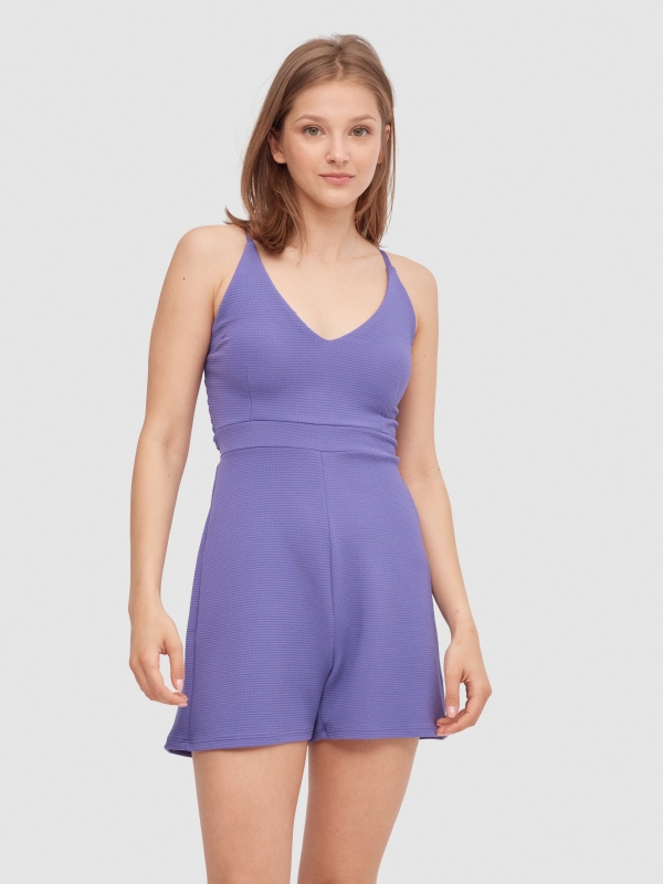 Flowing jumpsuit lilac front view