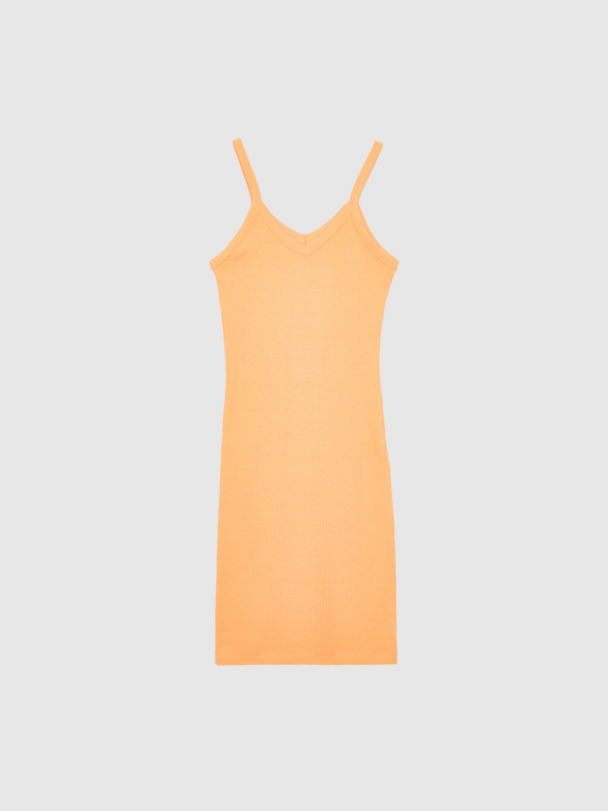  Vestido de tirantes canalé naranja