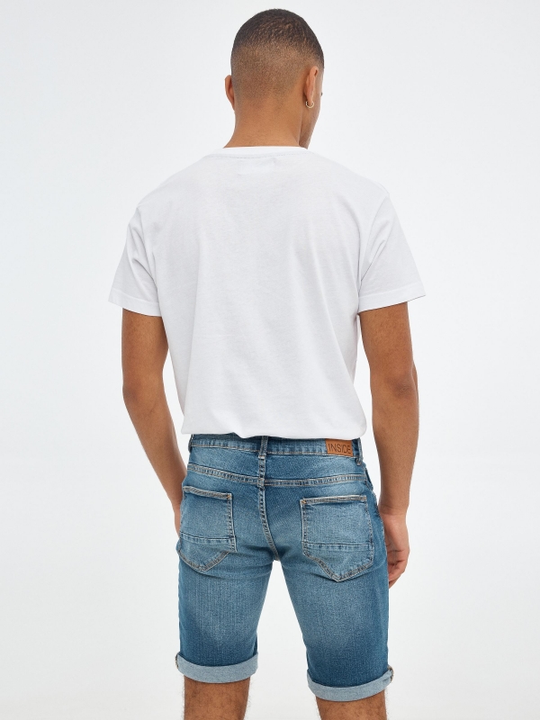 Basic denim bermuda blue middle back view