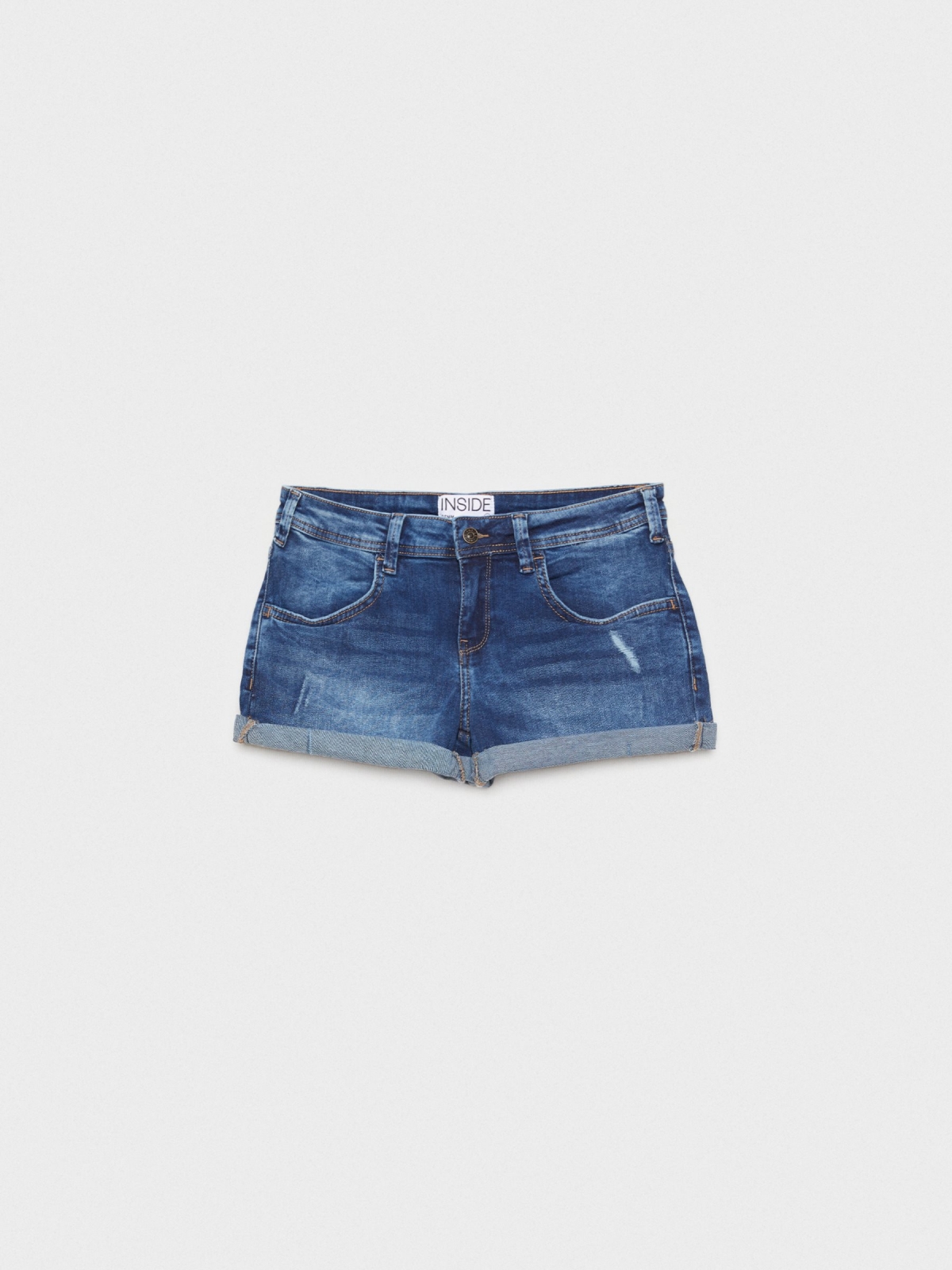  Shorts denim tiro bajo azul lavado azul