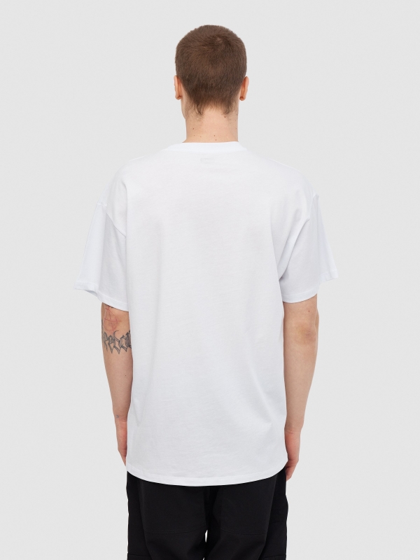 Camiseta oversize Spiderman blanco vista media trasera