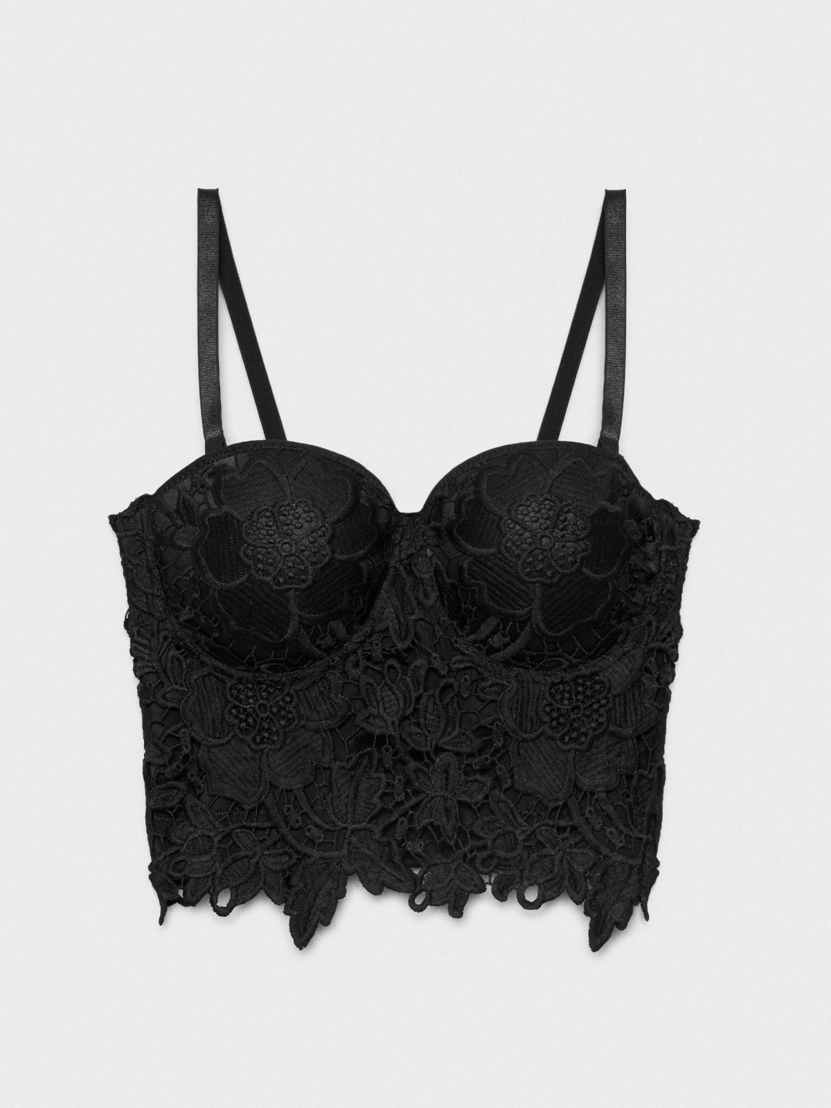  Bustier de renda floral preto