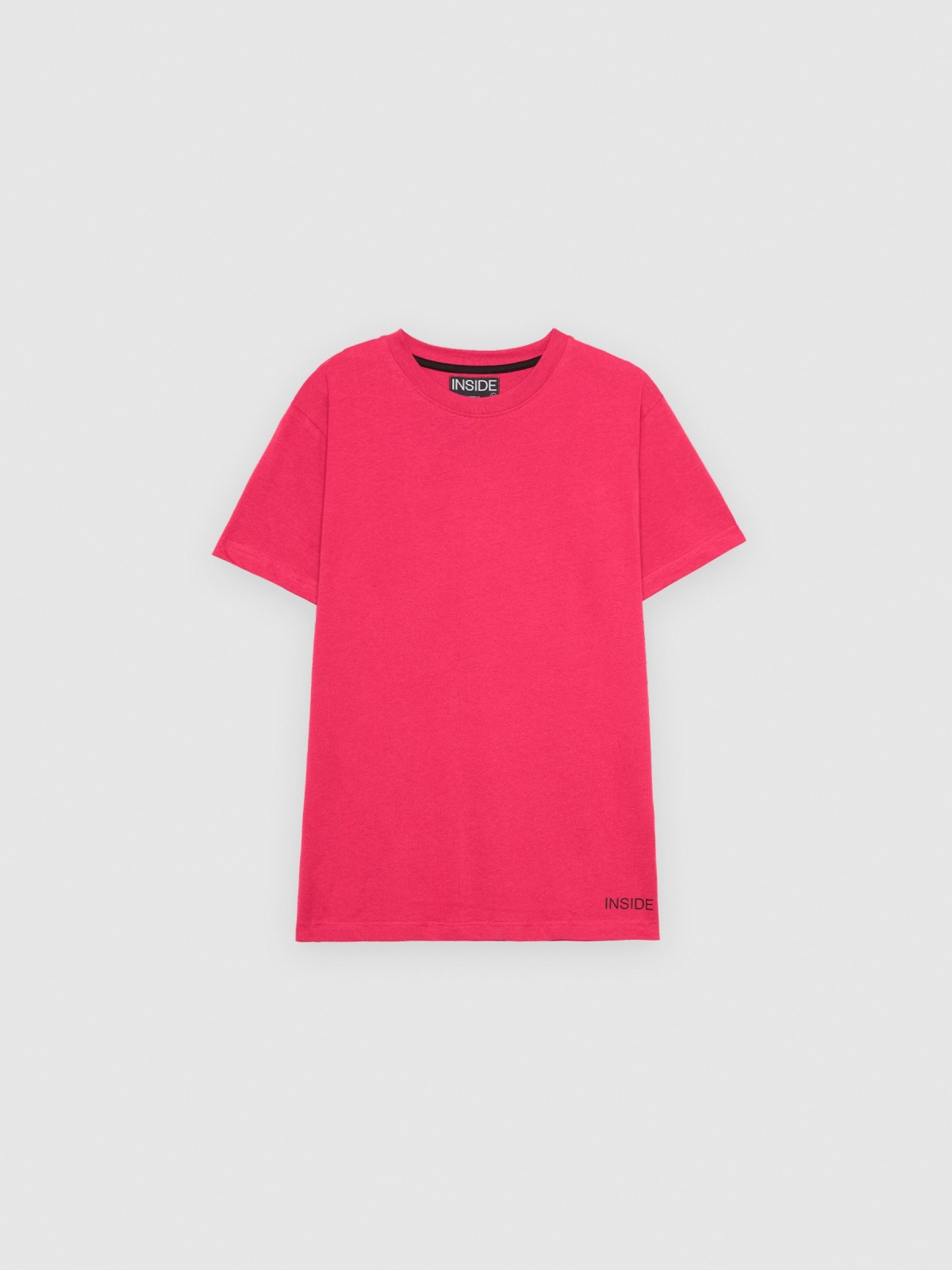 Camiseta básica manga corta fucsia vista detalle