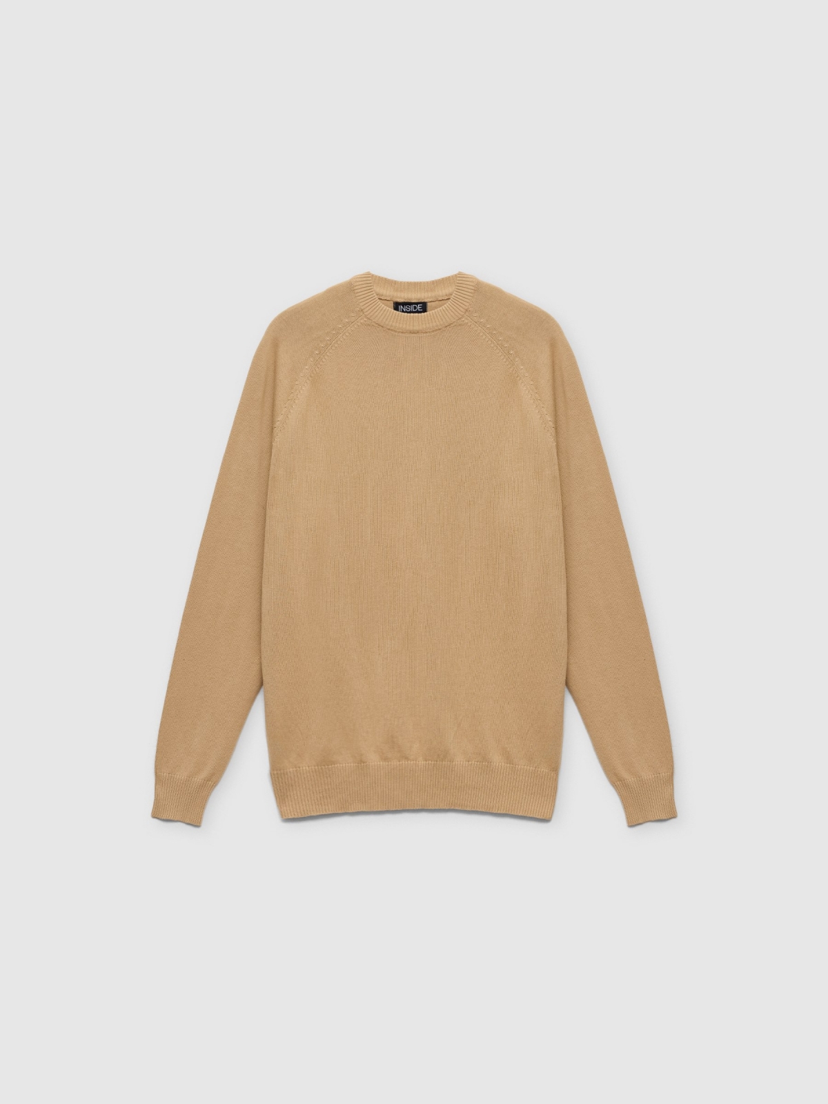  Plain sweater round neck sand front view