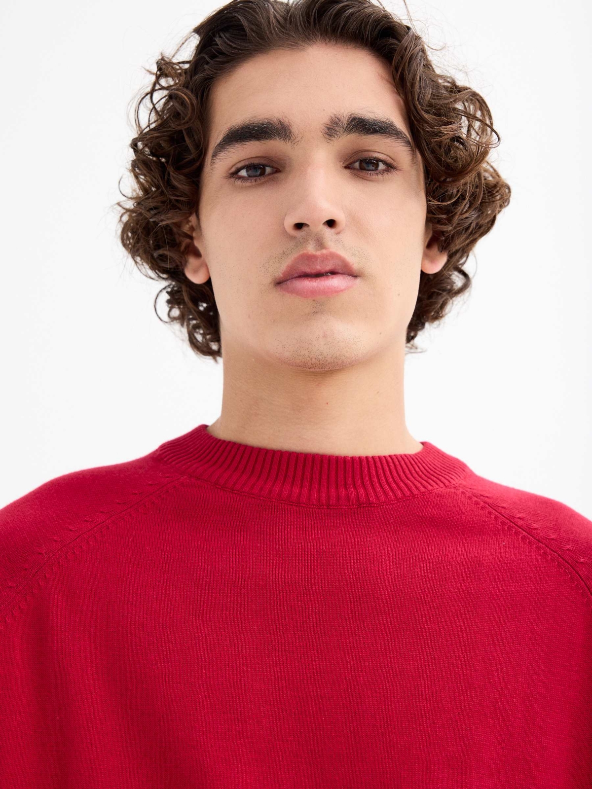  Plain sweater round neck red