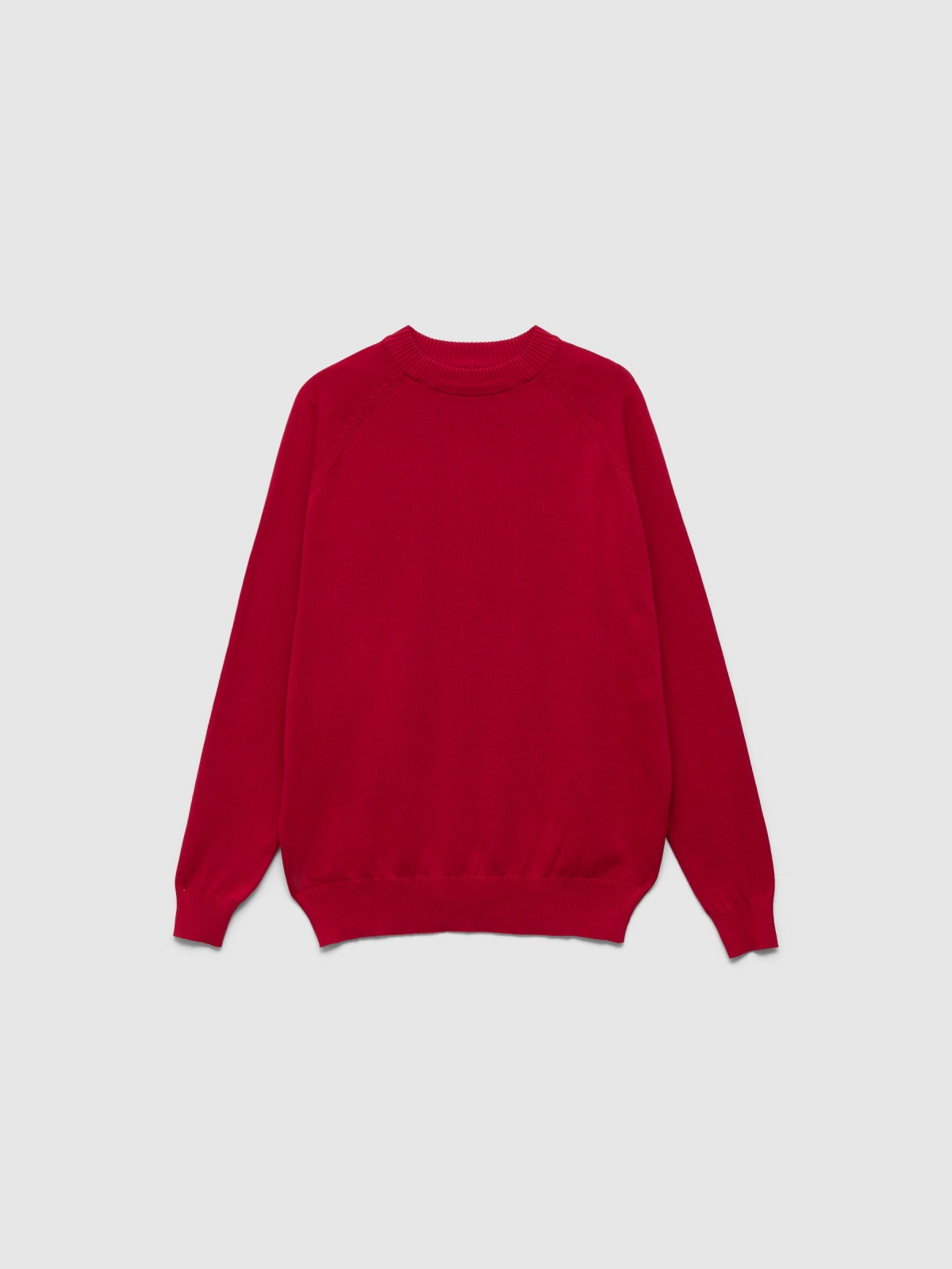 Plain sweater round neck red detail view