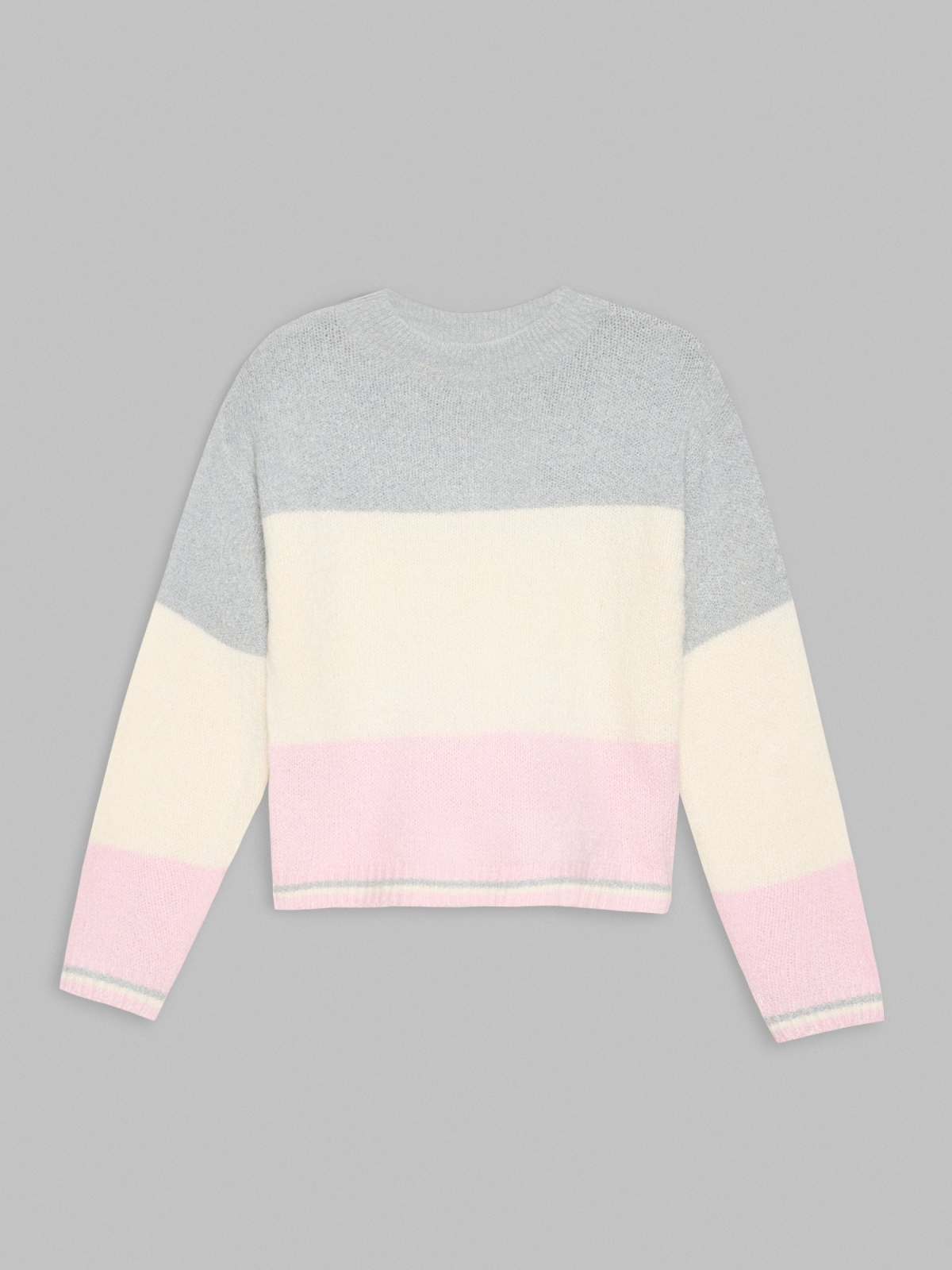  Colorblock crew neck sweater grey