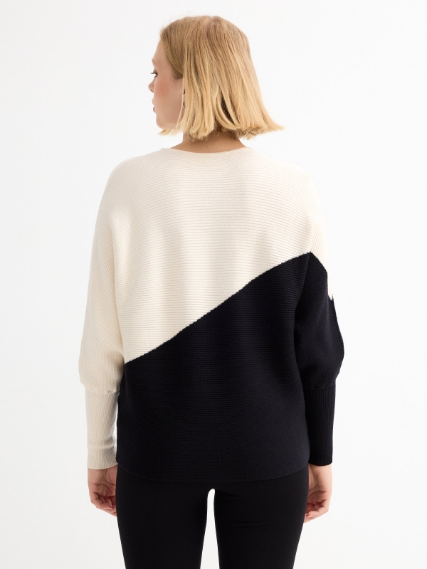 Balloon sleeve sweater black middle back view