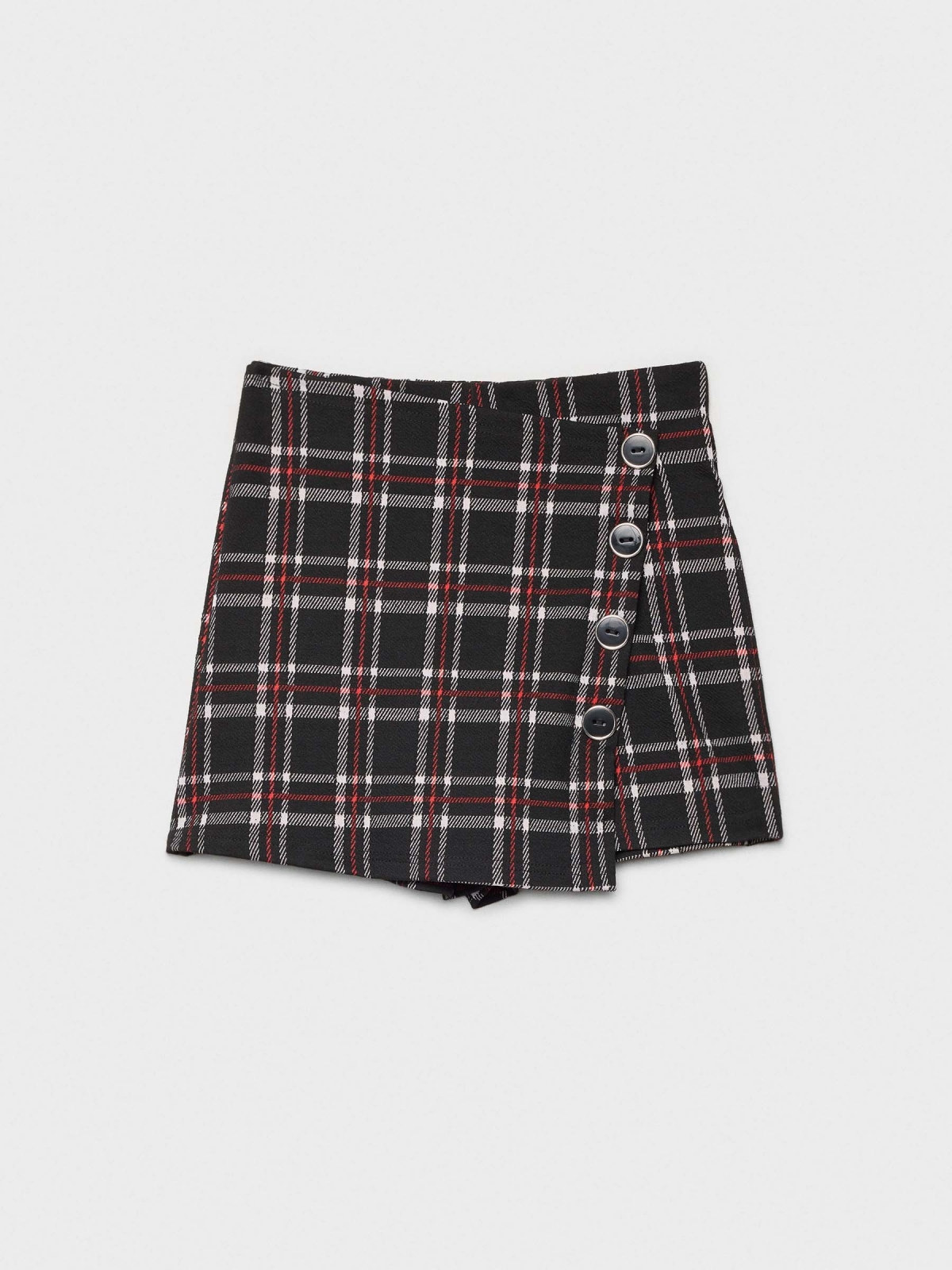  Red plaid skort with buttons black front view