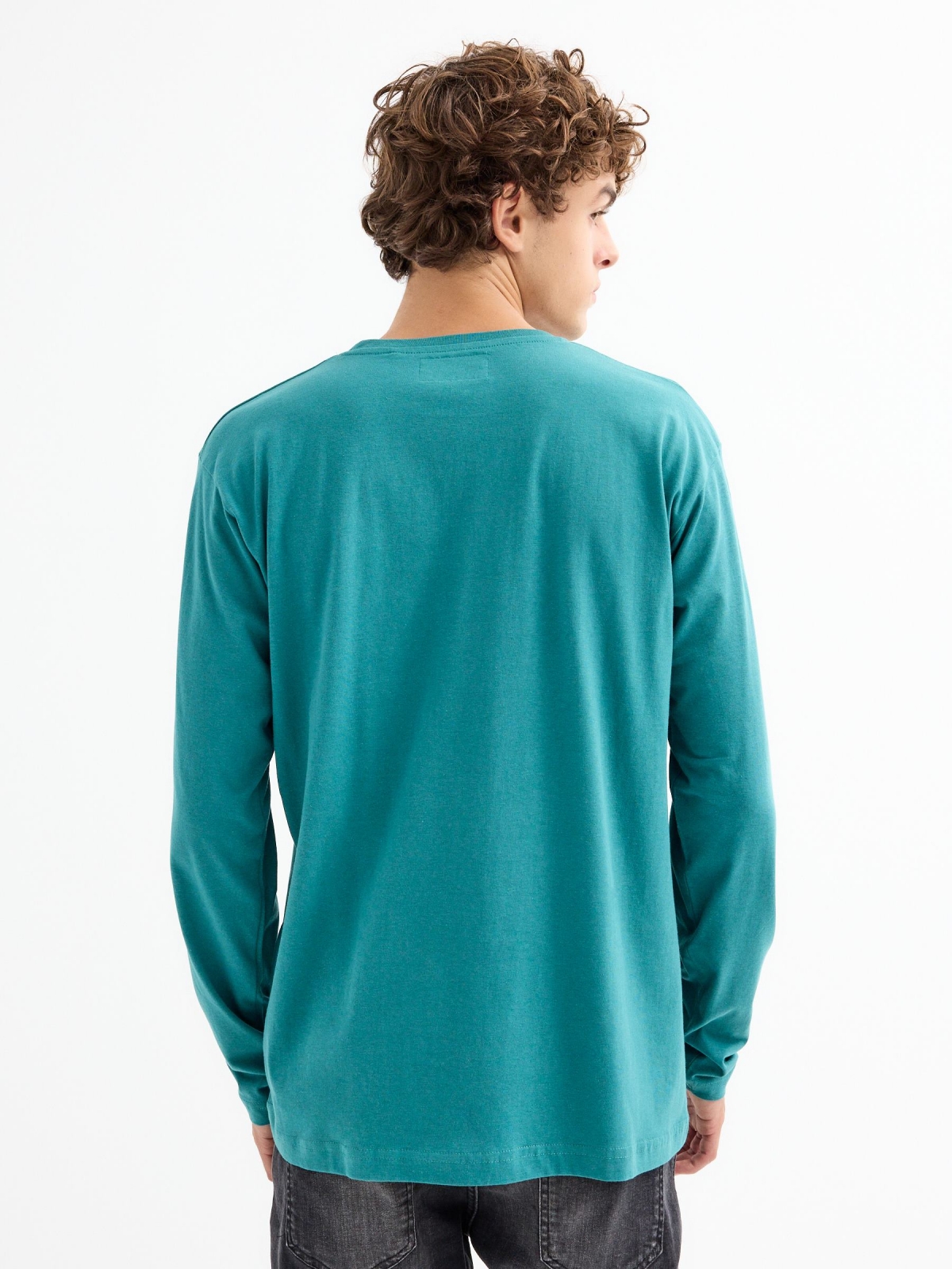 Basic T-shirt with logo olive green middle back view