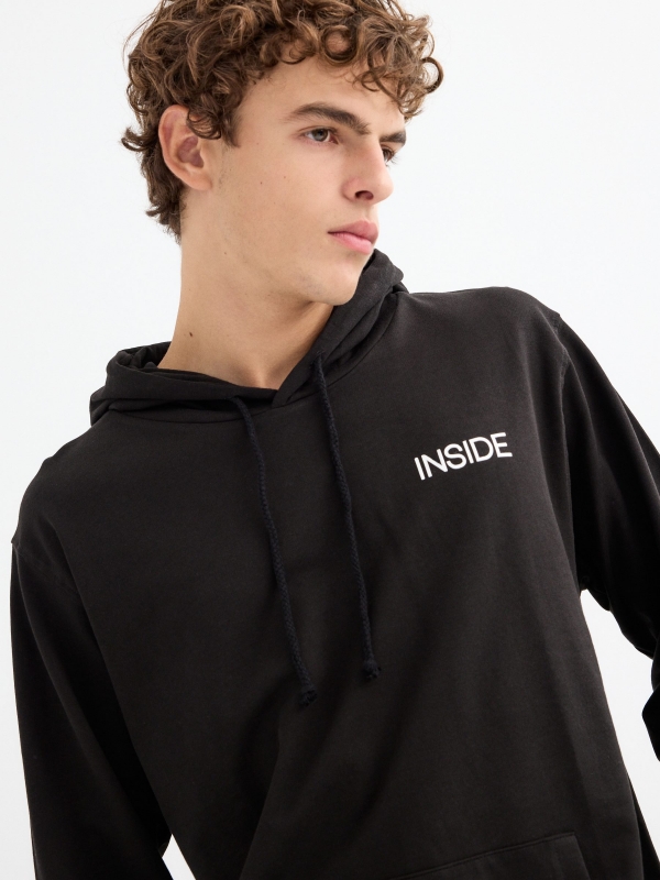  Camisola canguru com logótipo preto
