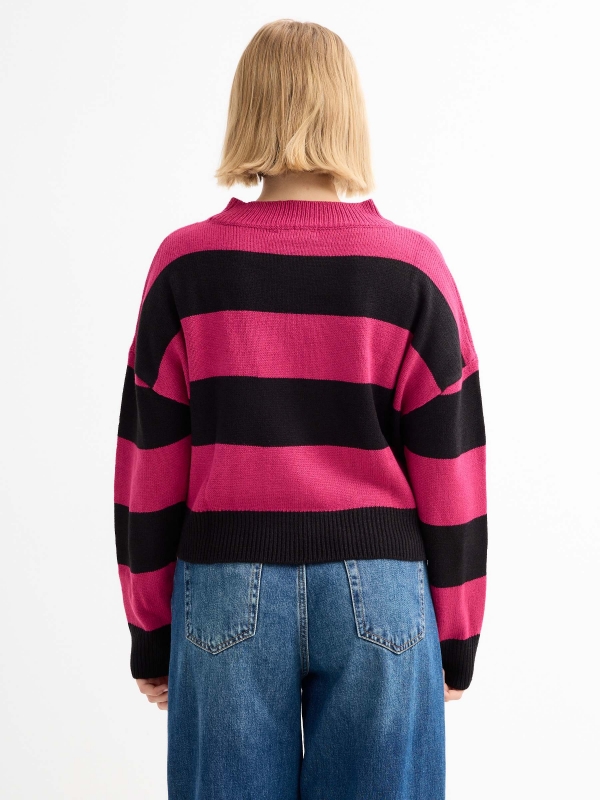 Striped crew neck jumper multicolor middle back view