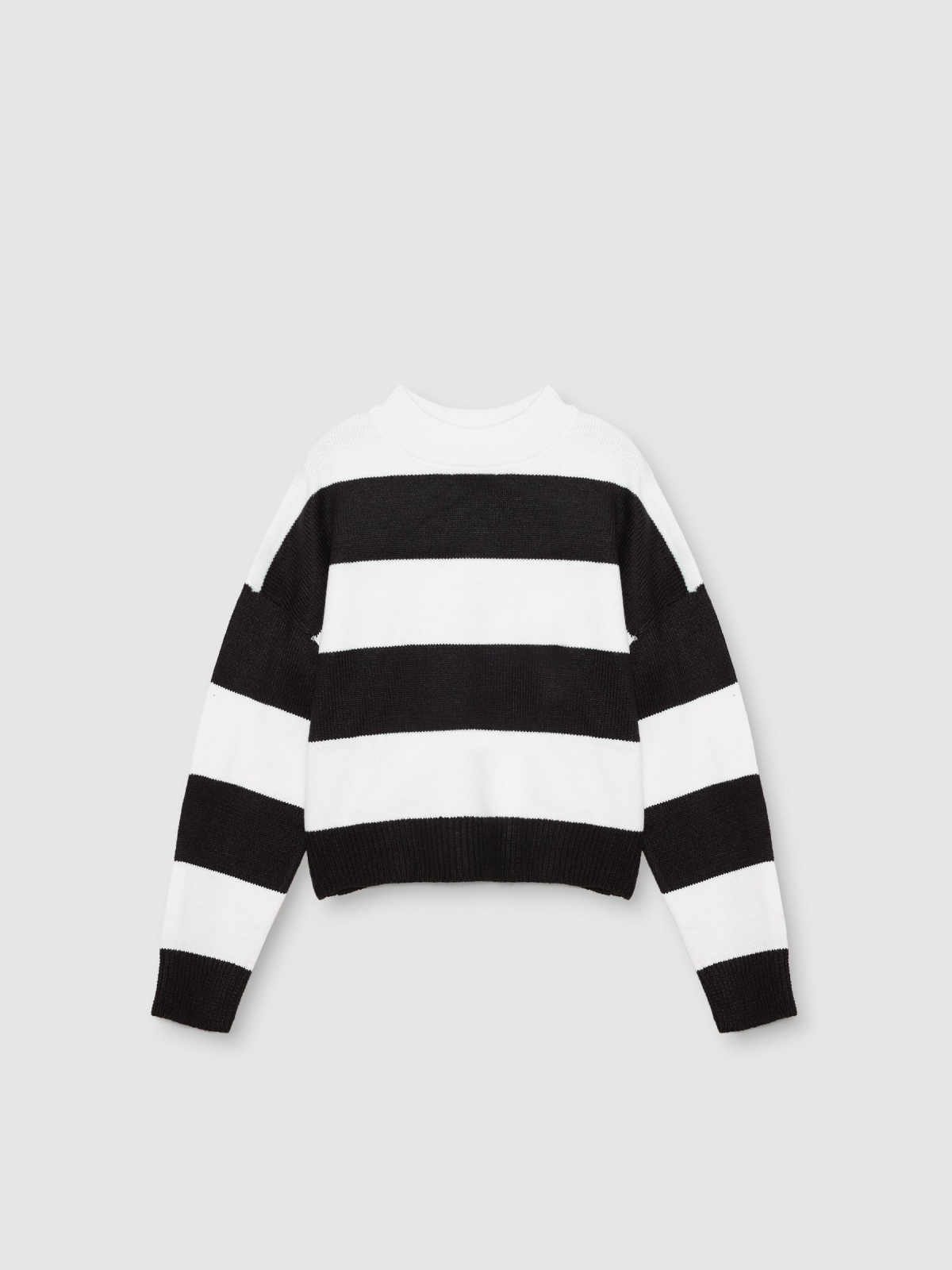  Striped crew neck jumper white front view